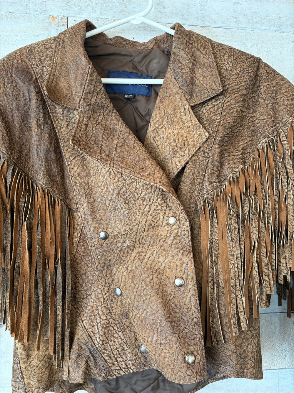 1980s Western Fringe Leather Jacket Cropped Boho Cowgirl Chic - Picture 4 of 16